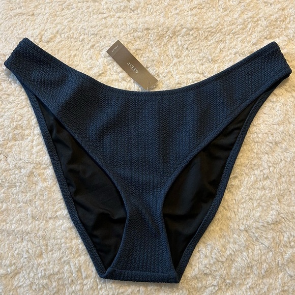 J. Crew Swim Textured High Cut Bikini Bottom Navy Size XL NWT - Picture 4 of 6